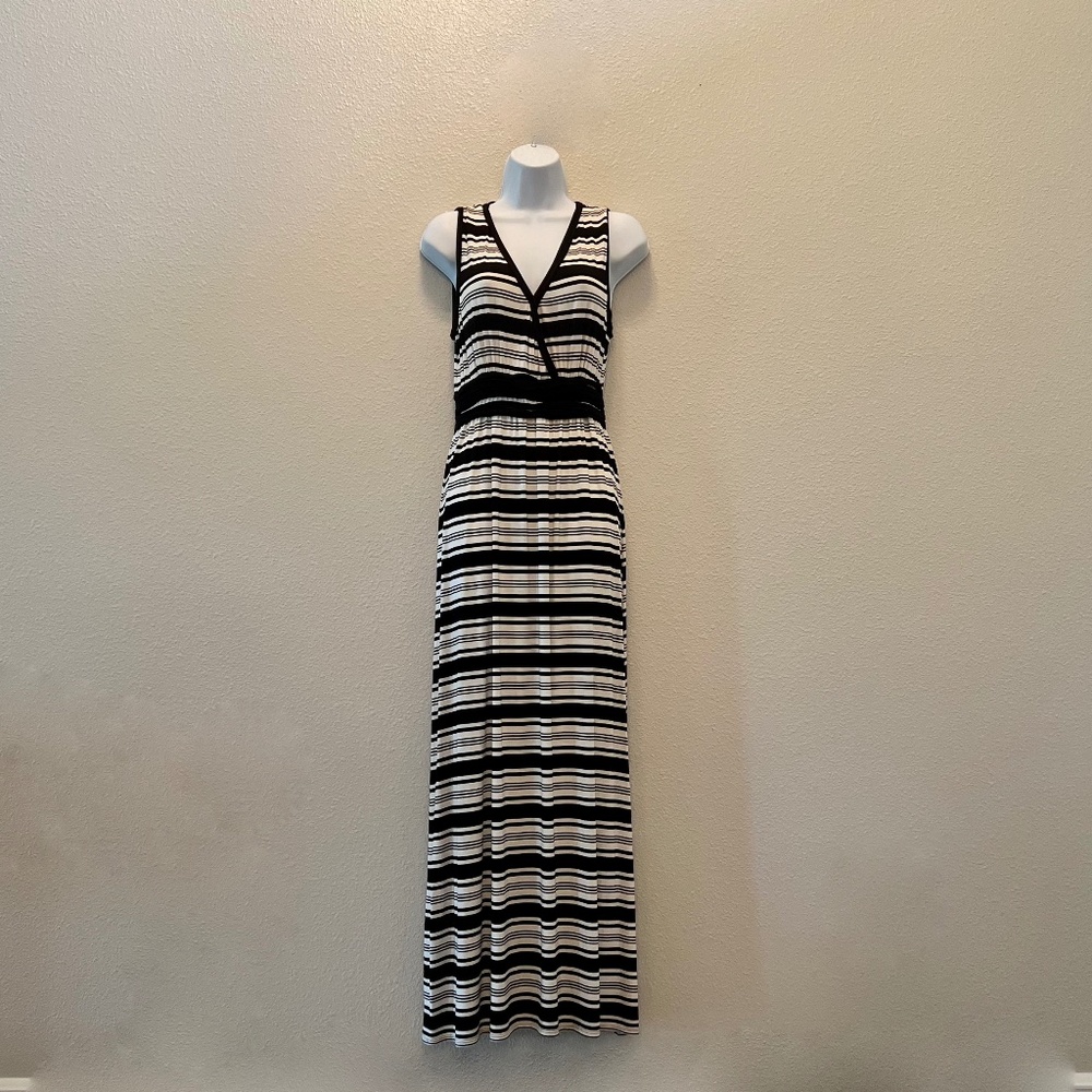 Max Edition Black and White Striped Maxi Dress - NWT